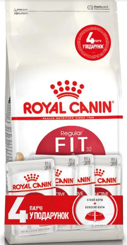 Royal Canin Fit 2кг + 4 пауча збалансований корм для кішок1