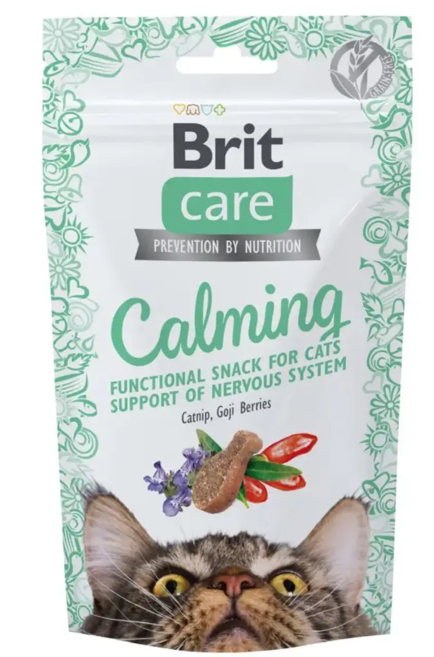 Brit Care Cat Calming 50 г ласощі заспокойливі для котів (курка, котяча м’ята і ягоди годжі)1