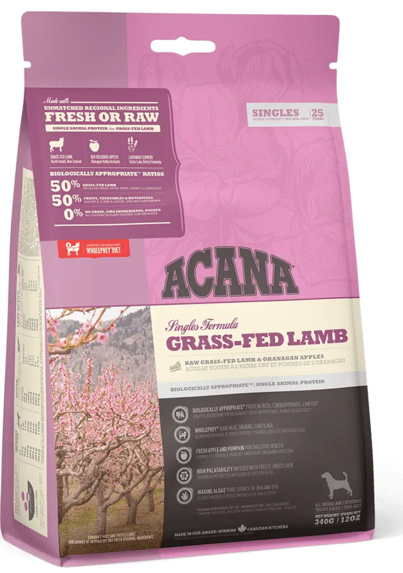 Acana Grass Fed Lamb 0,25кг (на вагу) — гіпоалергенний корм для собак із ягням і яблуком1