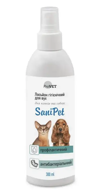 ProVET SaniPet лосьйон - спрей для догляду за вухами котів і собак 300 мл1