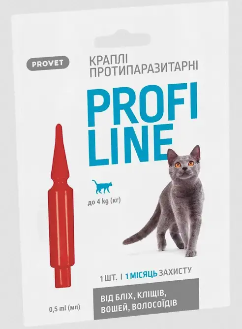 ProVet Профілайн краплі від бліх і кліщів для кішок до 4кг (1 піпетка)1