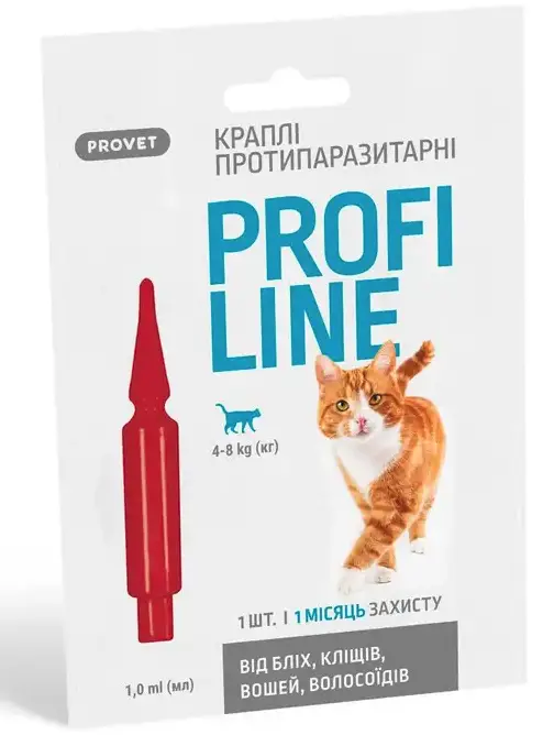 ProVet Профілайн краплі від бліх і кліщів для кішок від 4 до 8 кг (1 піпетка)1