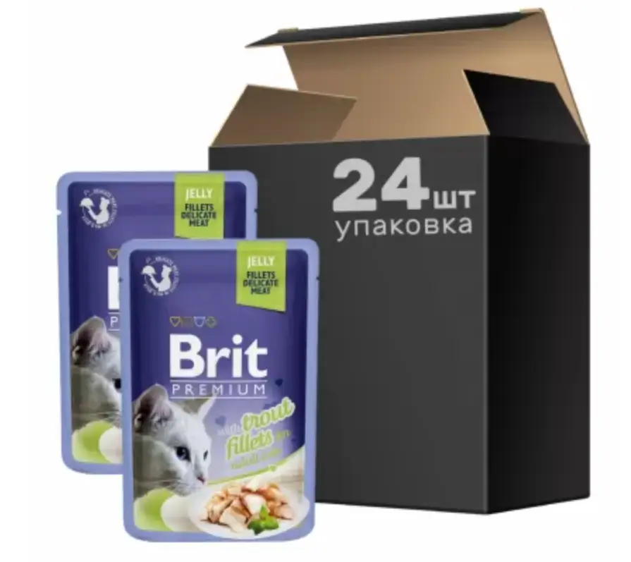 Brit Premium 85g * 24шт паучі для кішок (форель у желе)...