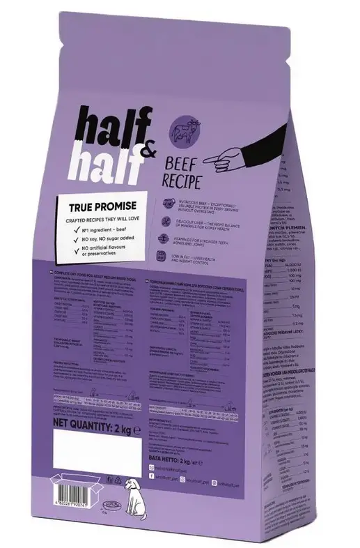 Half&Half Medium Breed корм для собак средних пород с говядиной 12 кг2