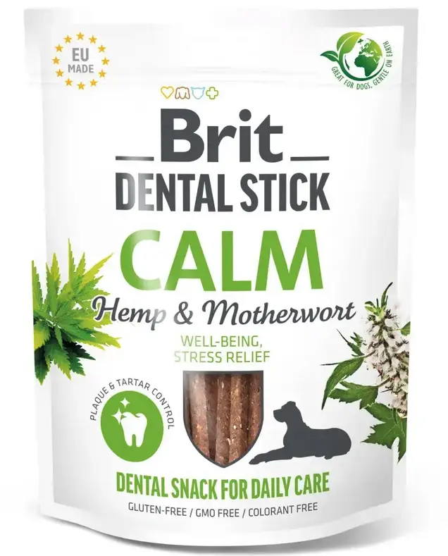 Brit Dental Stick Calm ласощі для собак 251 г (конопля та пустирник)1