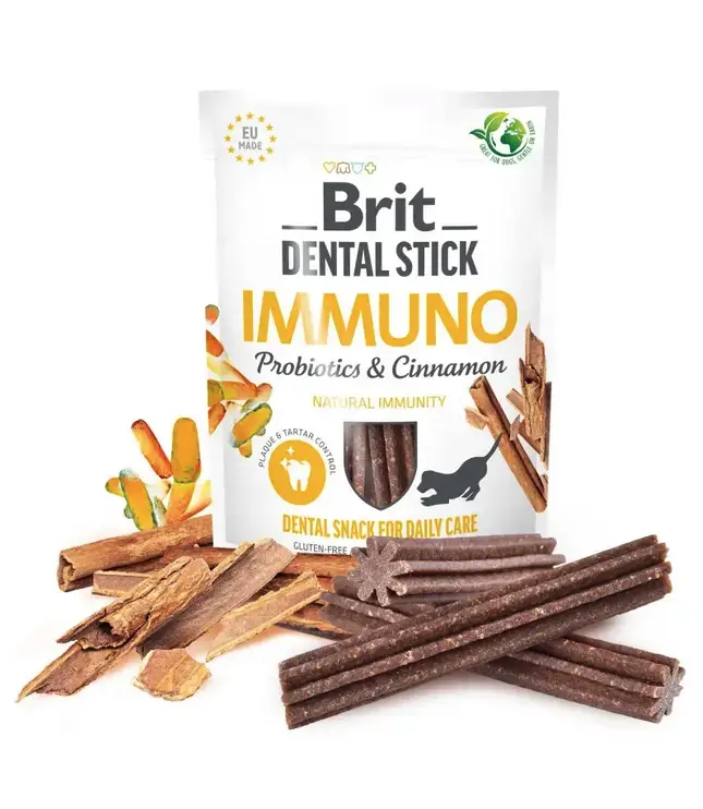 Brit Dental Stick Immuno ласощі для собак 251 г (пробіотики та кориця)2