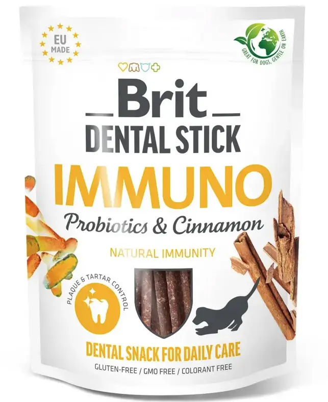 Brit Dental Stick Immuno ласощі для собак 251 г (пробіотики та кориця)1