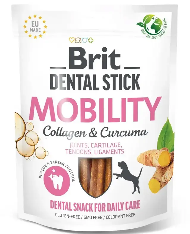 Brit Dental Stick Mobility ласощі для собак 251 г (колаген та куркума)1