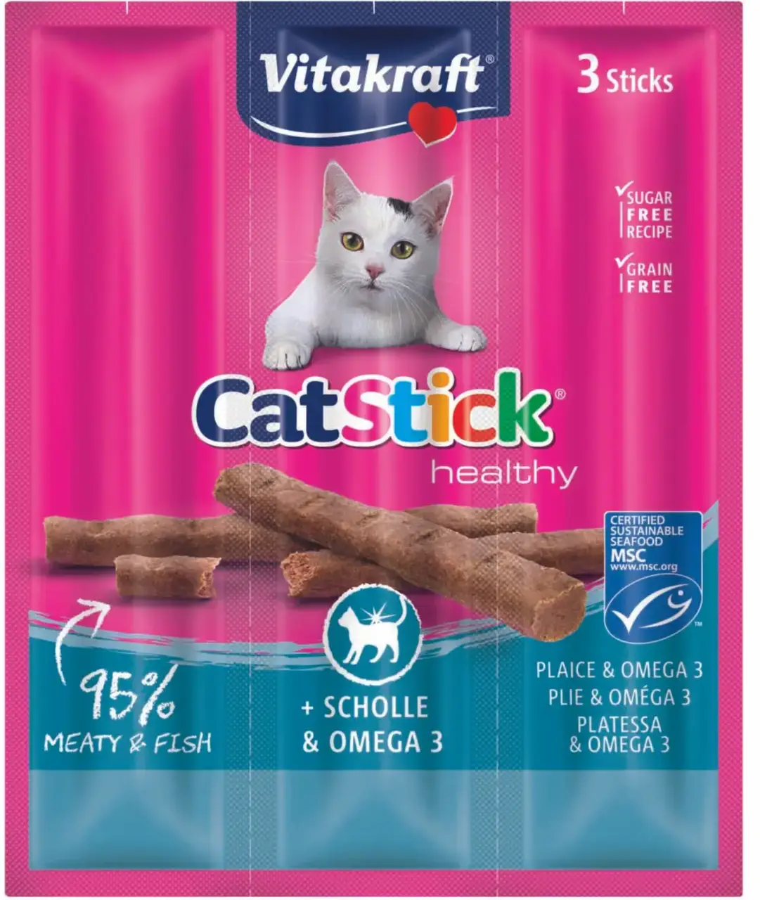 Vitakraft CatStick колбаски для кошек с камбалой и Омегой-3 (3шт)1
