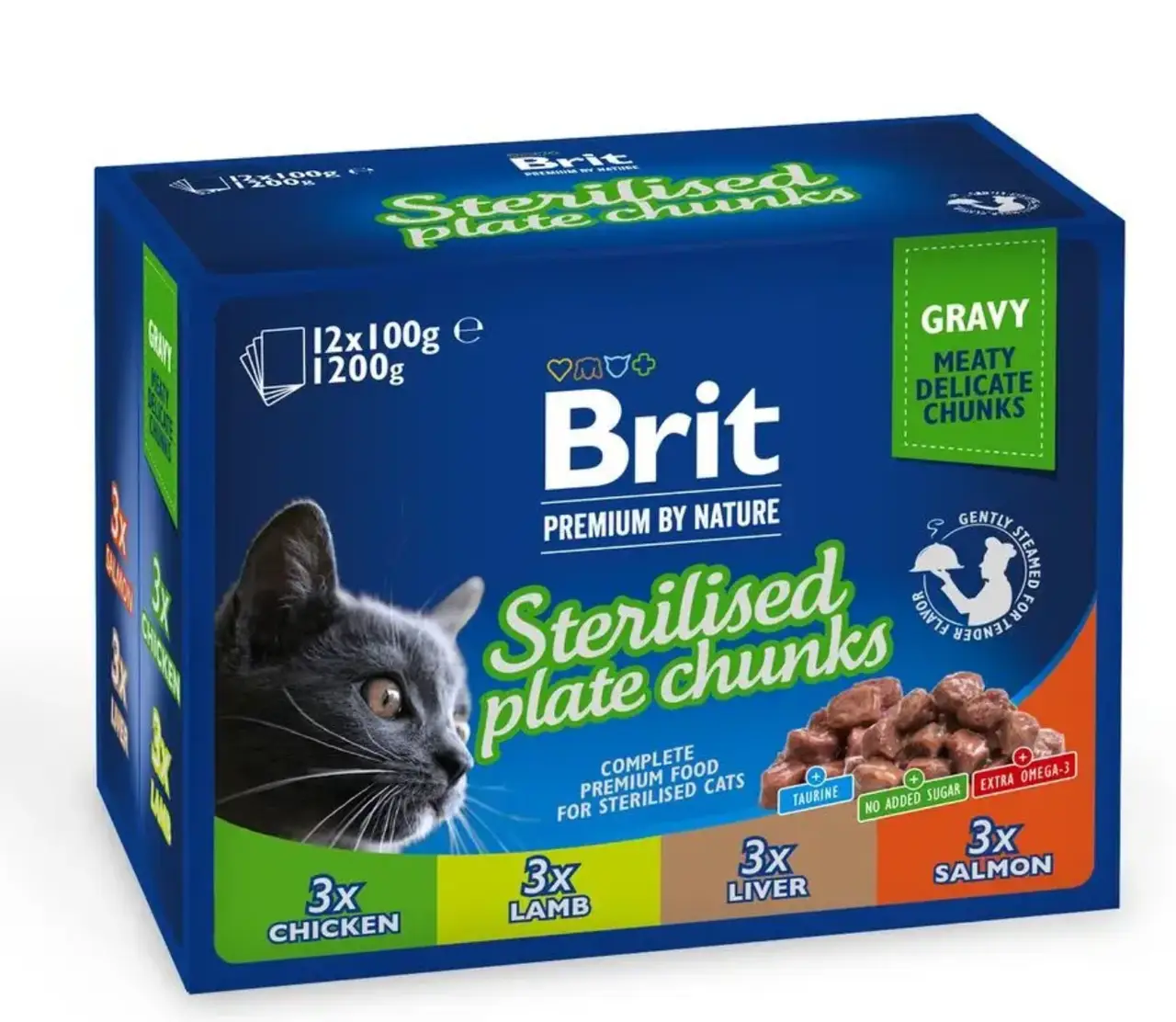 Brit Premium Sterilised Cat pouch 100г *12шт паучи для стерилизованных кошек (ассорти)1