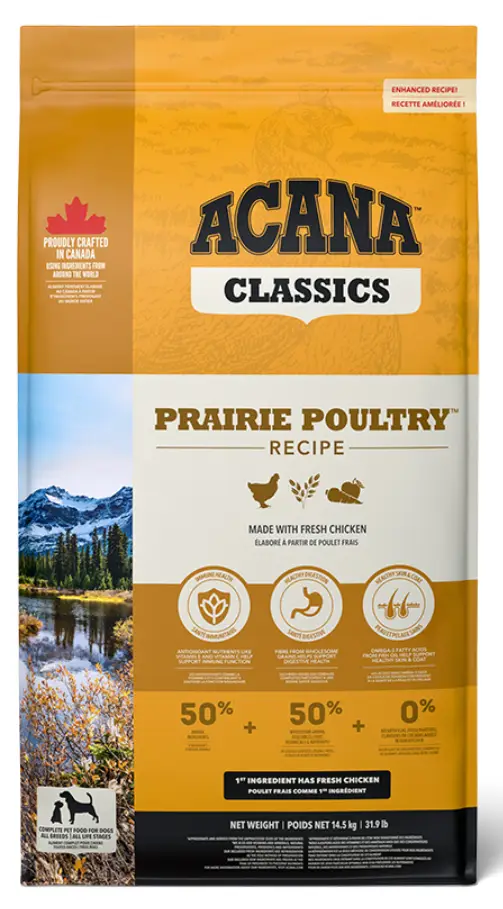 Acana Prairie Poultry Recipe 9,7кг — корм для дорослих собак-корм для собак із курчам та індичкою1