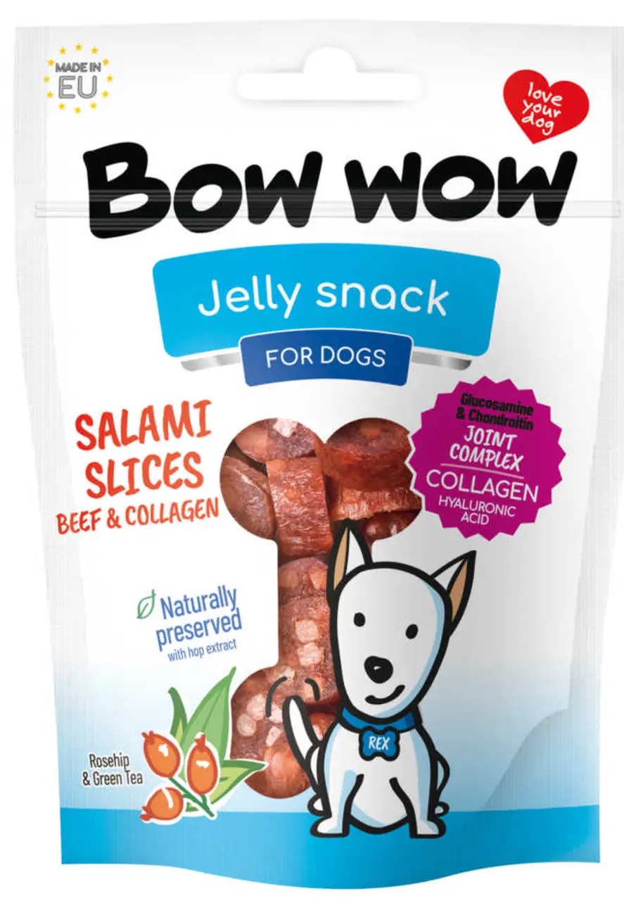 Bow wow слайсы для собак салями из говядины и коллагена 80г1