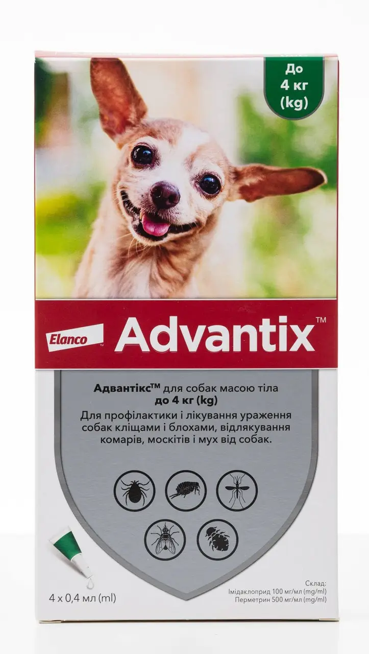 Elanco Advantix для собак вага до 4 кг 1піпетка 0,4 мл1