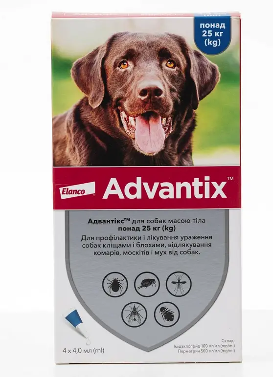 Elanco Advantix (Адвантикс) для собак вагою 25-40 кг 1піпетка 4 мл1