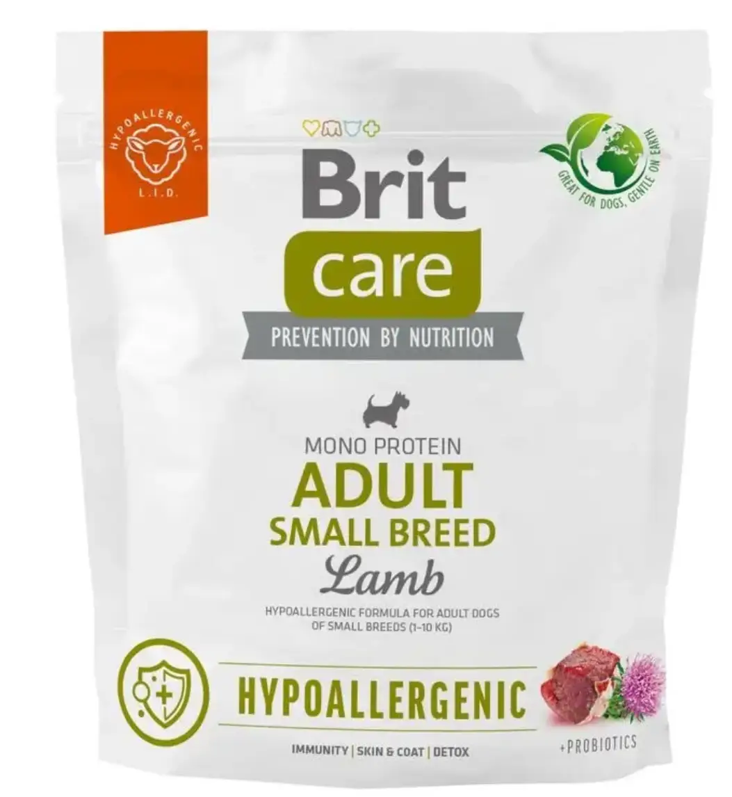 Brit Care Dog Hypoallergenic Adult Small Breed корм гипоаллергенный для собак малых пород с ягненком 1 кг1