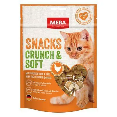 Mera Snacks Crunch&Soft снеки для кішок з куркою та сиром 300г (на вагу)1