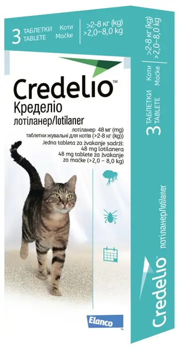 Кределіо жувальні таблетки від бліх і кліщів для котів 2-8 кг (3 таб)1
