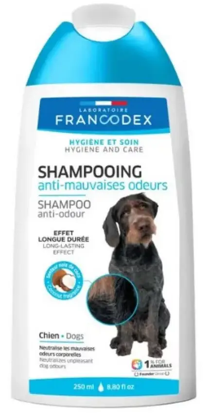 Laboratoire Francodex Anti-odour шампунь для усунення неприємного запаху у собак з ароматом кокосу 250мл1