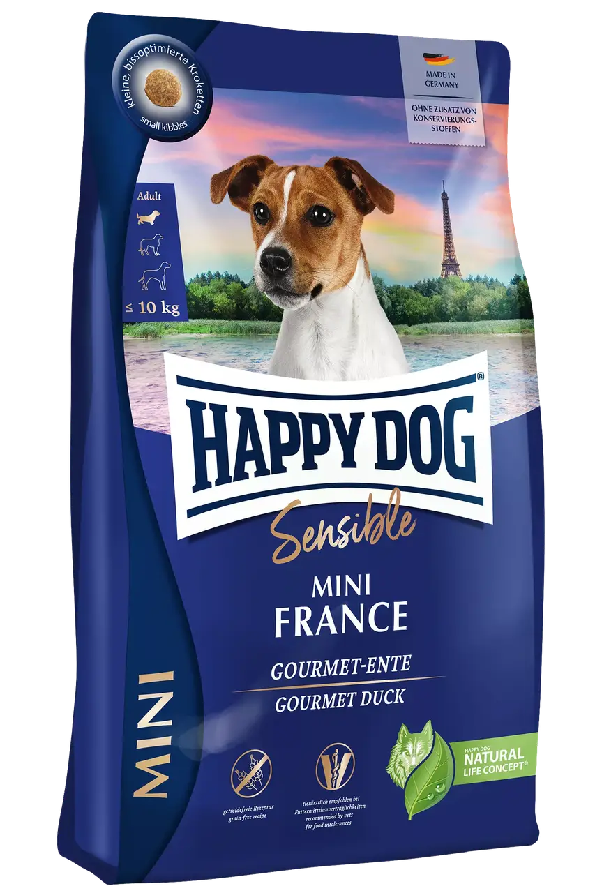 Happy Dog Mini France корм для собак дрібних порід з качкою 4 кг1