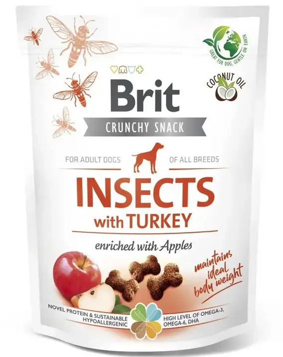 Brit Care Dog Crunchy Cracker ласощі для собак 200 г (комахи, індичка та яблуко)1