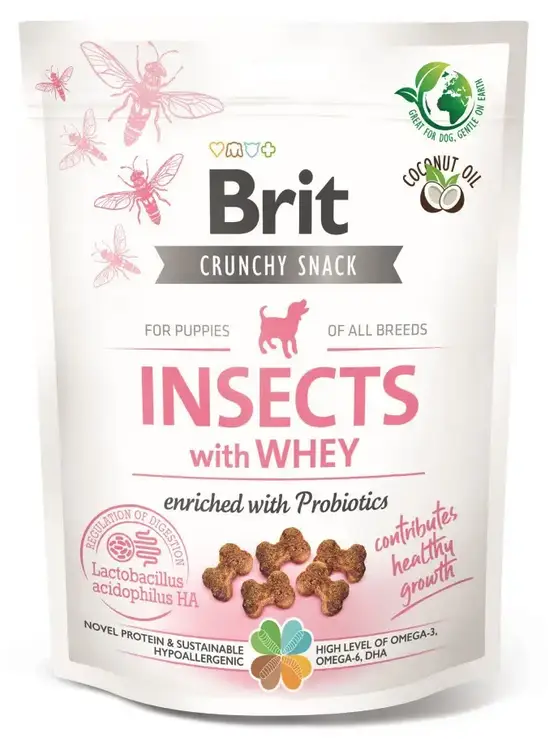 Brit Care Dog Crunchy Cracker ласощі для собак 200 г (комахи, сироватка і пробіотики)1