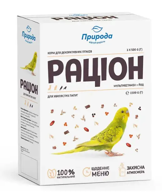 Корм для волнистых попугаев Природа «Рацион» 1,5 кг1