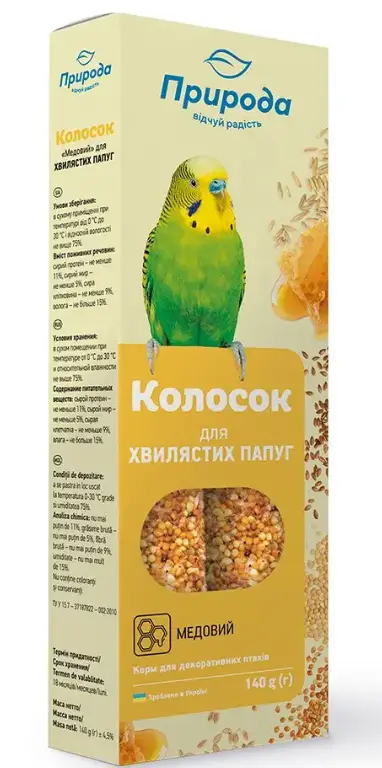 Лакомство для волнистых попугаев Природа «Колосок» 140 г / 2 шт. (мёд)1