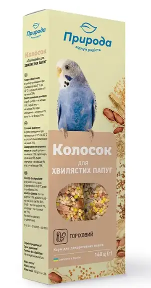 Лакомство для волнистых попугаев Природа «Колосок» 140 г / 2 шт. (орех)1