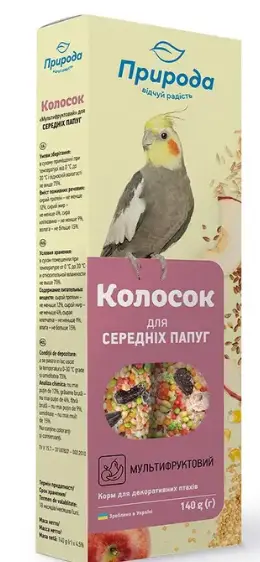 Лакомство для средних попугаев Природа «Колосок» 140 г / 2 шт. (мультифрукт)1