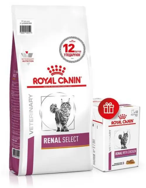 Royal Canin Renal Select Feline 4 кг + 12 паучів — дієта у разі захворювань нирок у кішок1