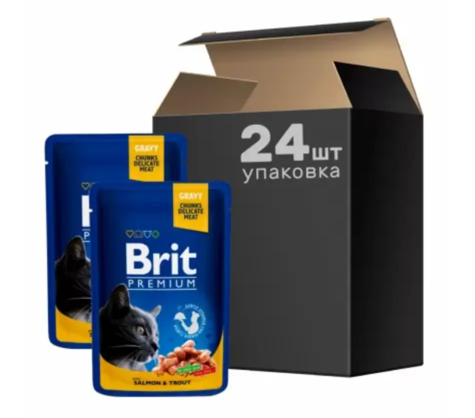 Brit Premium Cat pouch 100 г *24 шт. паучі для кішок (лосось і форель)1