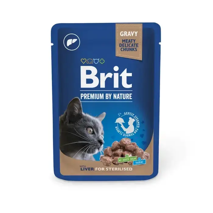 Brit Premium Cat pouch 100г *24шт паучи для стерилизованных кошек (печень)1