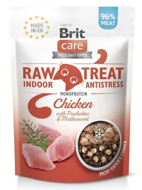 Brit Care Raw Treat Indoor & Antistress ласощі для котів 40 г (курка)1