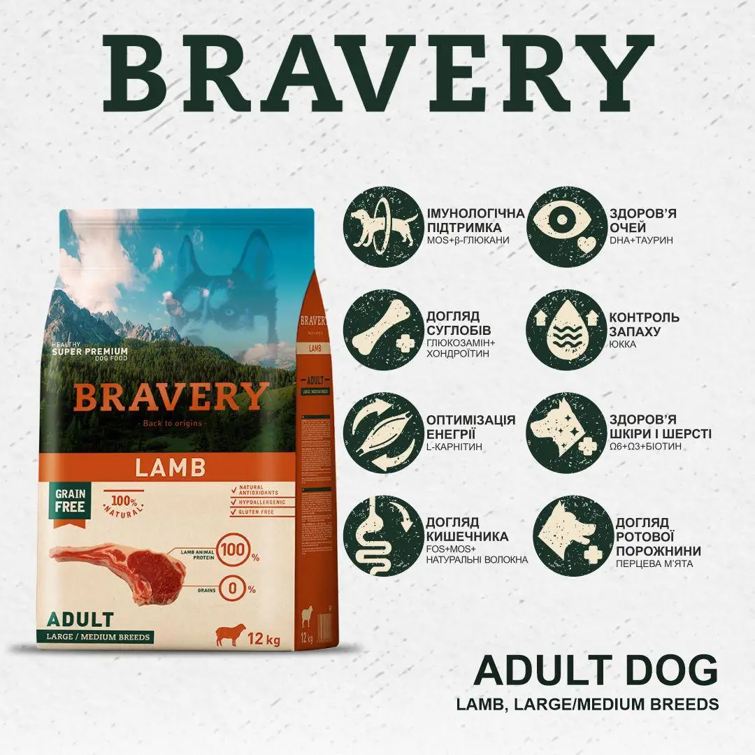 Bravery Large/Medium Chicken 4 кг корм для собак ( курка)5