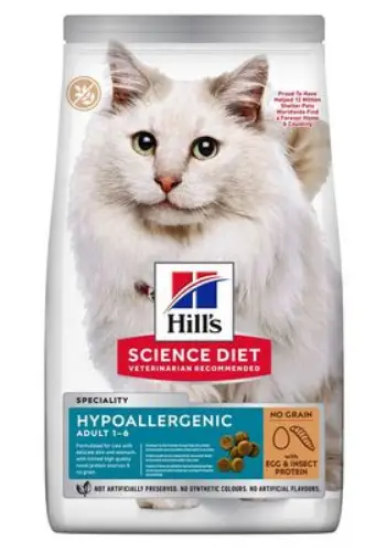 Hill's SP Hypoallergenic No Grain корм для котів гіпоалергенний з яйцем та білком комах 1,5 кг1