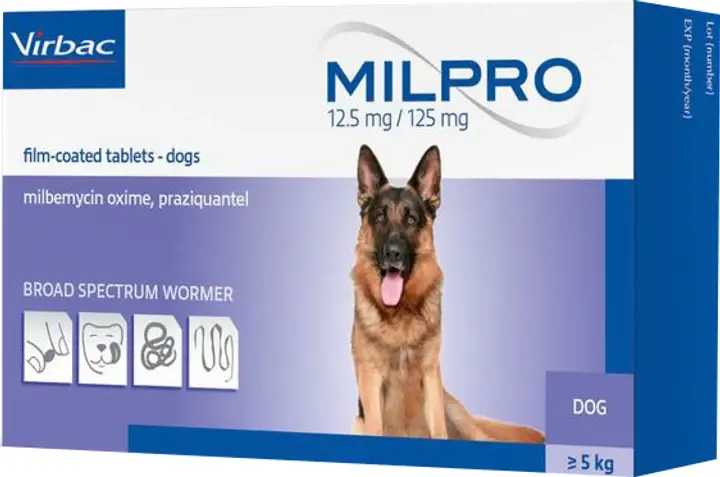 Virbac Milpro 12,5 мг/125 мг (Мілпро) Антигельмінтні таблетка...