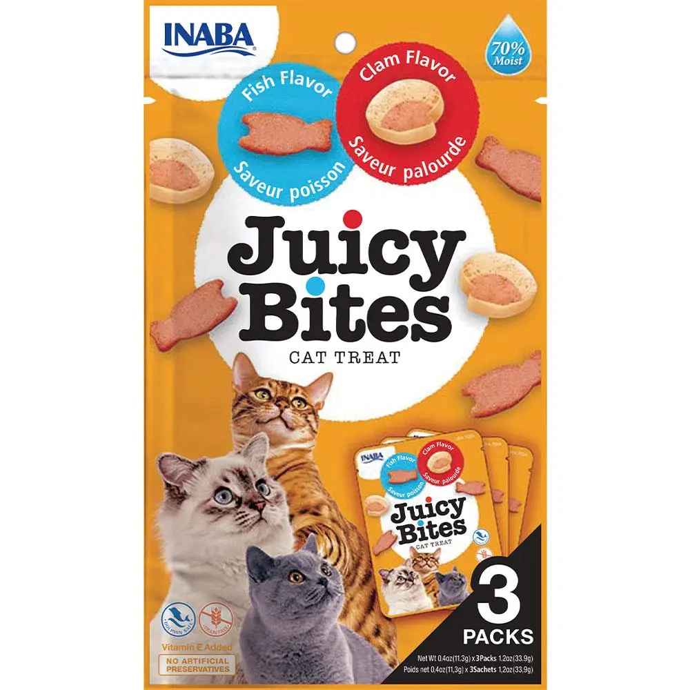 Inaba Juicy Bites 3*11,3г ласощі для кішок (риба та моллюски)...