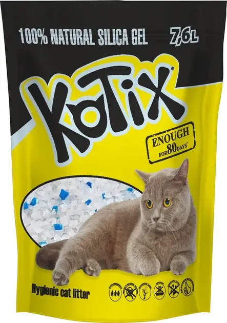 Силікагель Kotix 7,6л для котячого туалету на 80 днів...